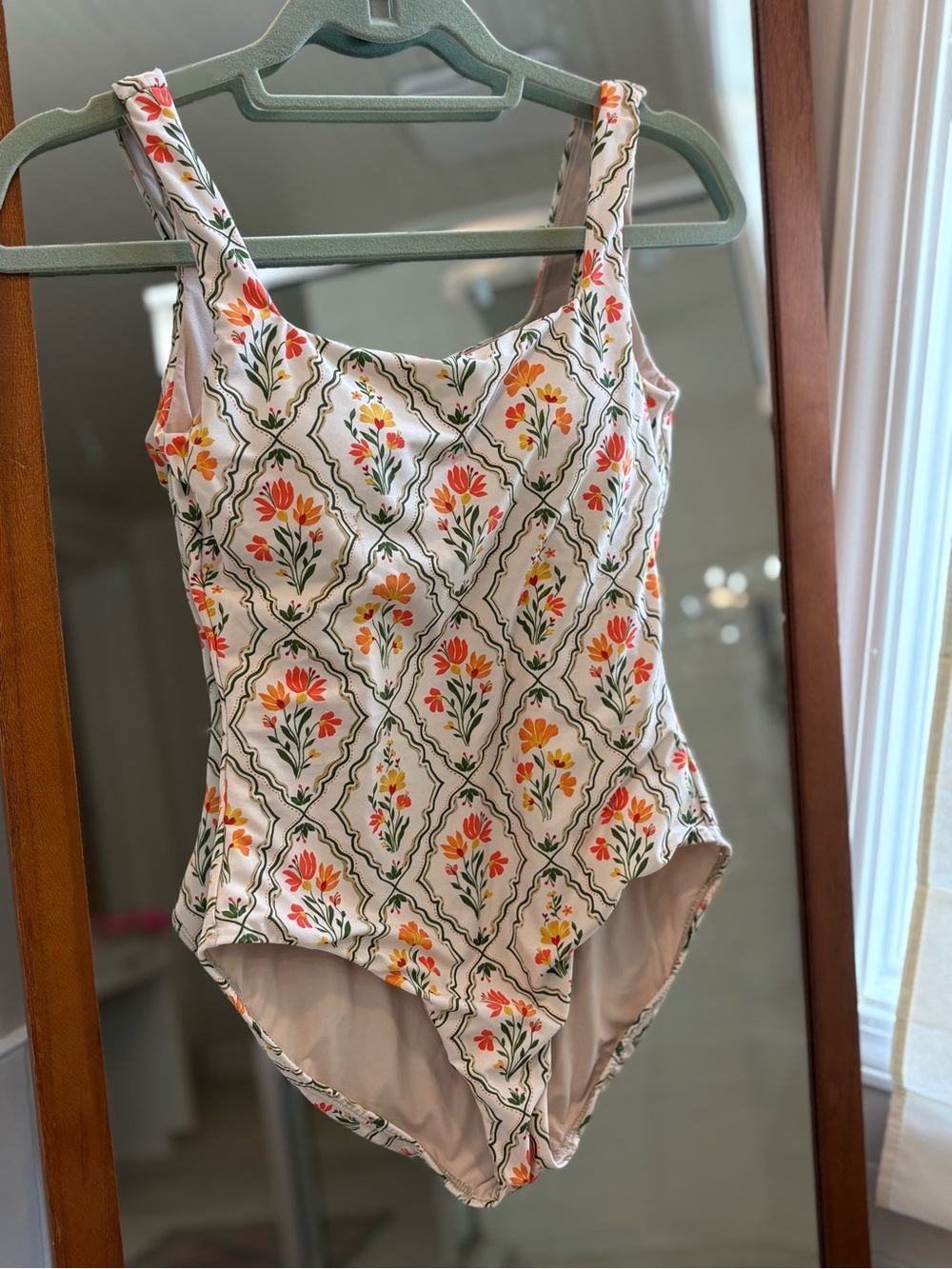 Hermoza Janece One-Piece Swimsuit with Orange and Green Floral Tile Print - Picture 5 of 12